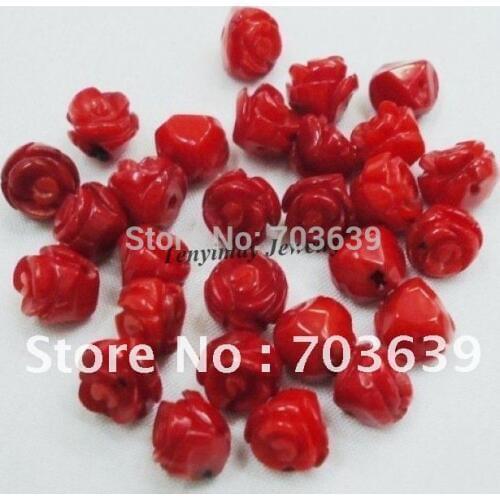 8mm rose shape imitation coral charm beads fit earrings, fahion artificial coral beads free shipping
