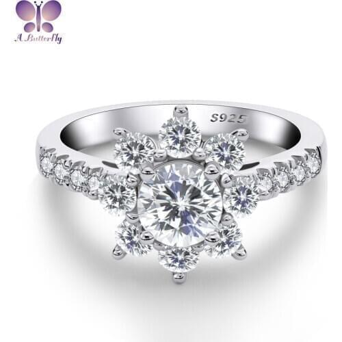 925 Sterling Silver 0.8 Ct Sona Round Cut Flower Shape Engagement Ring Womens Wedding Jewelry Anniversary Gift