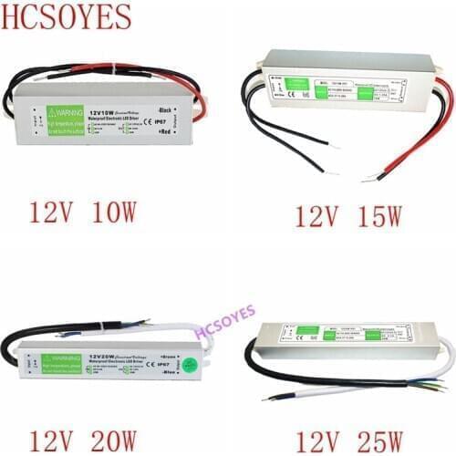 AC110V-220V to DC12V 24V Power Supply 10W 15W 20W 25W IP67 Waterproof LED Transformer Electronic Aluminum alloy Driver