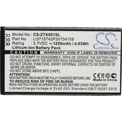 CS 1250mAh / 4.63Wh battery for ZTE Score M, X500M Li3715T42P3h734158