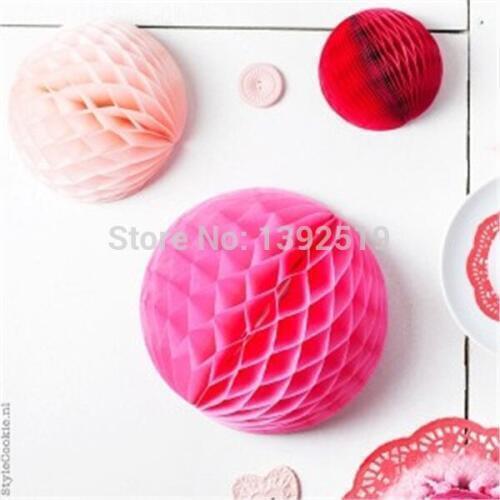 Free Shipping 400 pcs Bright Pink Honeycomb Ball Pom Pom Party Decoration 8" 20cm Hot Pink Bridal Shower