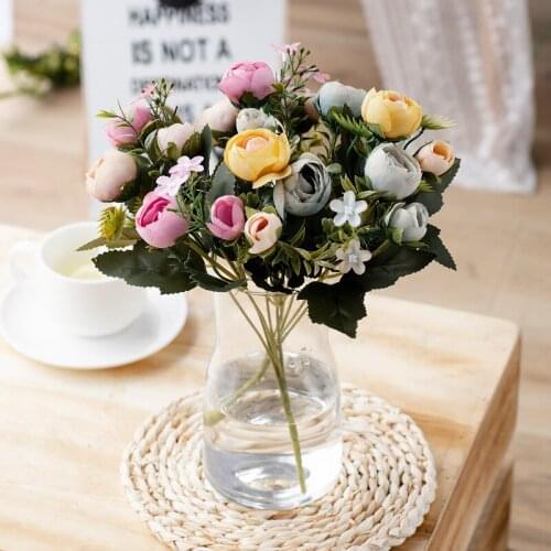 28 Cm Rose Pink Silk Bouquet Peony Artificial Flower 10 Buds Bridal Wedding Home Decoration Fake Flower Artificial