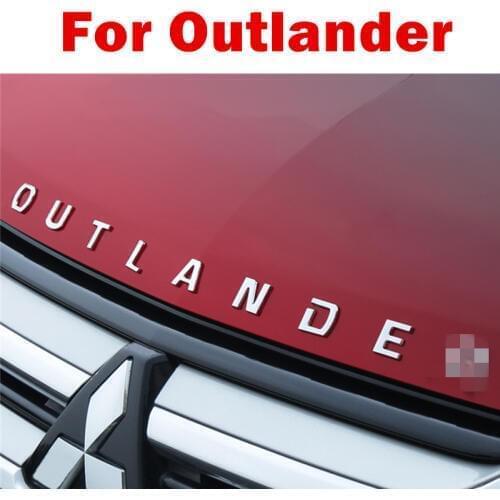 For Mitsubishi Outlander ABS Chrome Car 3D Letters Hood Emblem logo Badge car sticker For Outlander Wording Letter accessories