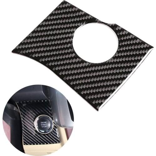 For Toyota Highlander 2015 2016 2017 2018 Car Interior Ignition Start Stop Button Switch Key Hole Frame Carbon Fiber Cover Decor