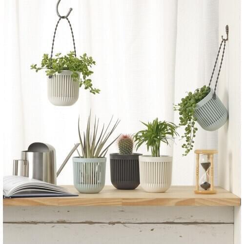 Home Garden Balcony Flower Pot Hanging Planter Plastic Macrame Plant Flower Hanging Basket Pot Indoor Outdoor Decoration