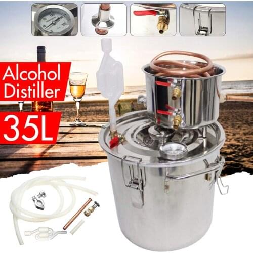 Efficient 8GAL 35L Distiller Alambic Moonshine Alcohol Still Stainless Copper DIY Home Brew Water Wine Essential Oil Brewing Kit
