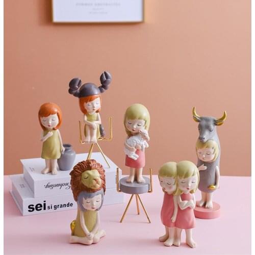 European Cute Girl Character Resin Accessories Art Coffee Table Figurines Decoration Home Livingroom Desktop Sculpture Crafts