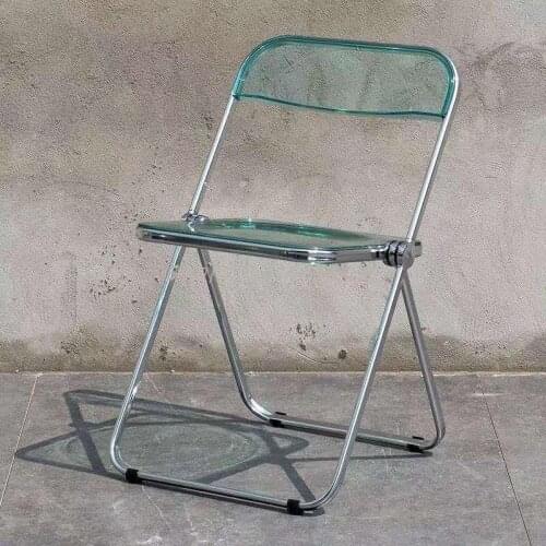 Photo Chair Simple Folding Dining Chair Acrylic Transparent Chair Nordic Crystal Back Net Red Chair Makeup Stool