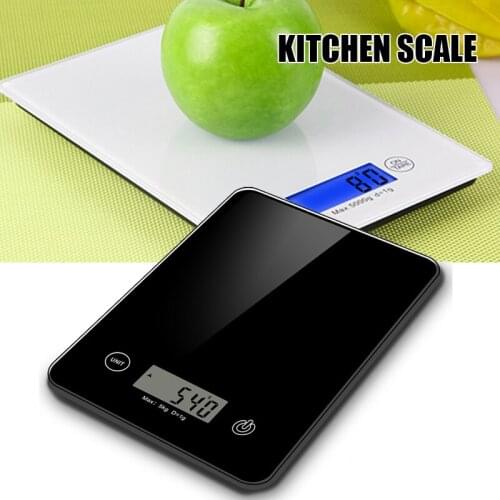 Hot Sale Digital Kitchen Scale Glass Surface 11lb/5kg Precision Baking Cooking Electric Weigh Back-Lit LCD Display Kg/Lb/Oz/G
