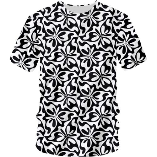 CJLM New Mens Pattern Oversized T-shirt Punk Style Black White Leaf 0-Tshirt Hip-hop Funny Sleeved Top 3D Printing Summer 4XL