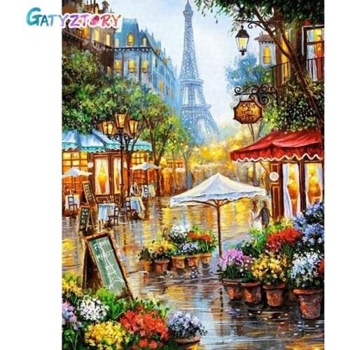 GATYZTORY Diamond Painting Street Landscape Full Square/Round Rhinestones Mosaic Wall Art Cross Stitch Home Decortion