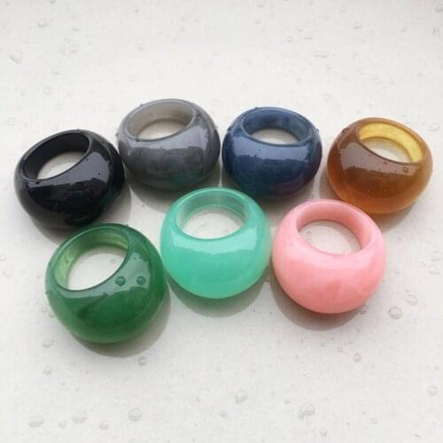 UJBOX US Size 6 Multicolor Resin Rings Wholesale Women Geometric Round Acrylic Wedding Bands Pink Ring Party Jewelry Bulk