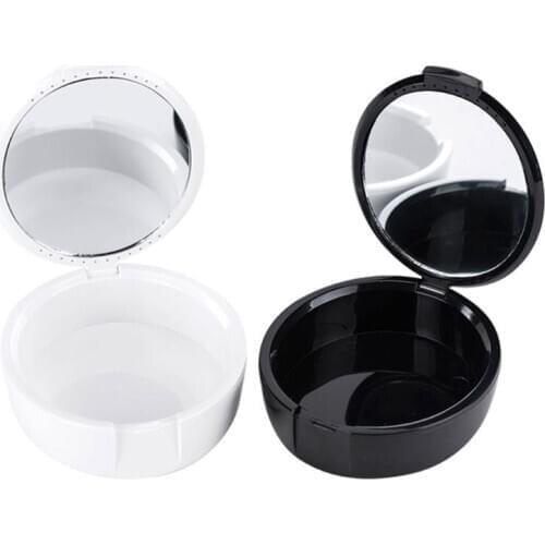 Denture False Teeth Box Dental Orthodontic Retainer Storage Case Mouthguard Container With Mirror