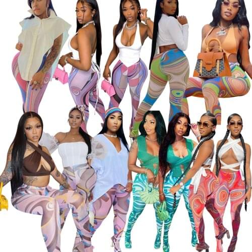 Women Long Legging Tie Dye Print High Waist Super Elastic Leggings Fashion Sexy Trouser Female Clothing 2021