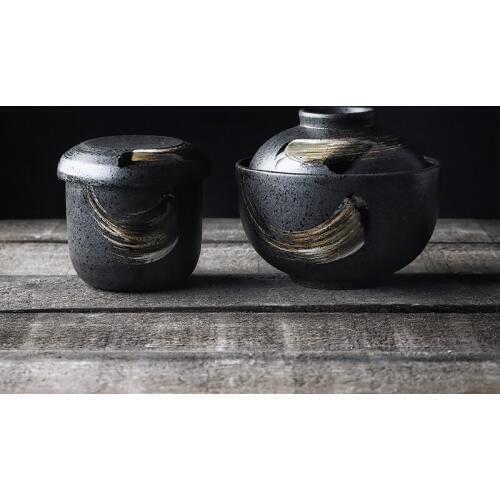 Japanese Style Small Ceramic Stew Pot Birds Nest Dessert Steamed Egg Casserole Stew Soup Bowl with Lid Kitchen Bowl Lid Cutlery