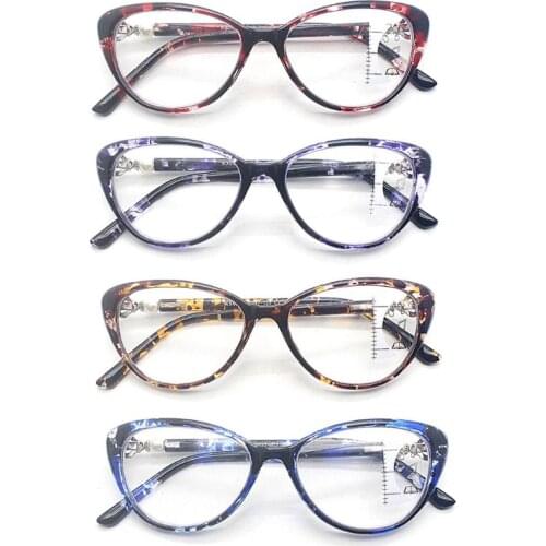 Anti Blue Light Progressive Multifocal Reading Glasses Retro Cat Eye Frame Near Far Sight Diopter Eyewear TR90