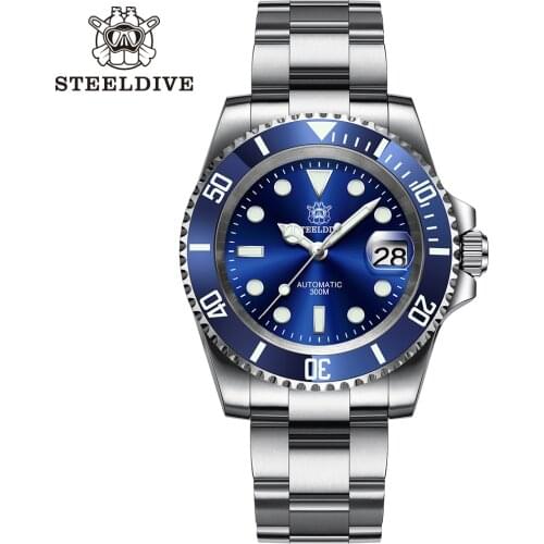 STEELDIVE 1953 Diver Men Watch 30Bar Water Resistant NH35 Automatic Self Wind Mechanical Wristwatch Men Luxury BGW9-Luminous
