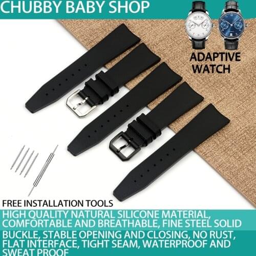 Mens Replacement Watch Strap for IWC Aquatimer Series IW376805 Watch Band Rubber Silicone 22mm Pin Buckle Replacement Bracelets