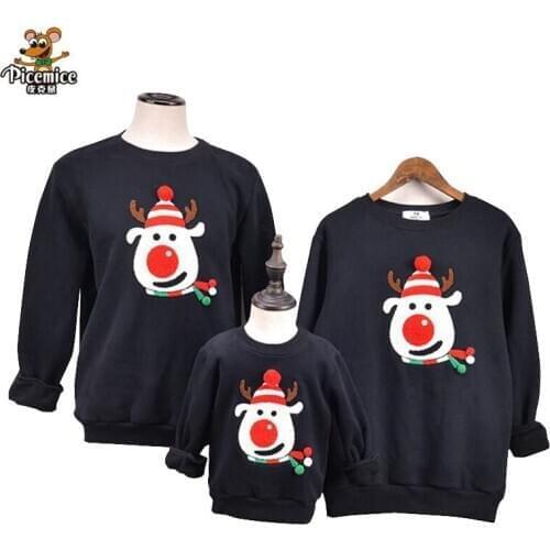 Family Clothing Winter Christmas Deer Children Clothes Family Matching Outfits Polar Fleece Warm Mother And Daughter Clothes
