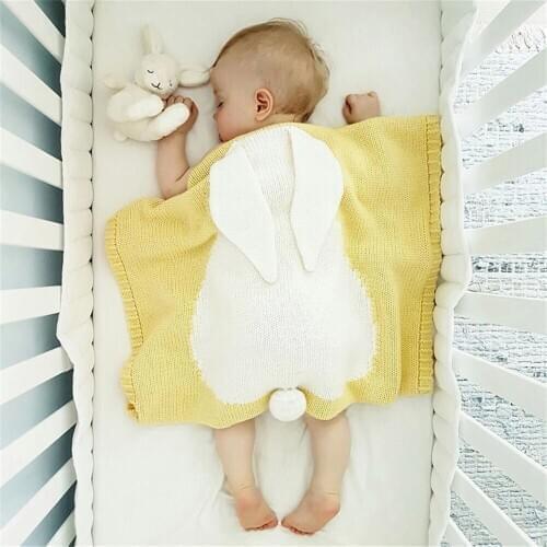 Baby Blankets Swaddle Newborn Toddler Sleeping Wrap Knitted Blanket For Kids Rabbit Cartoon Infant Bedding Swaddling For Baby