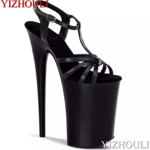 Sexy 23cm, stiletto, T-shaped, vamp ankle strap, 9in super-high heel sandals, summer dance shoes
