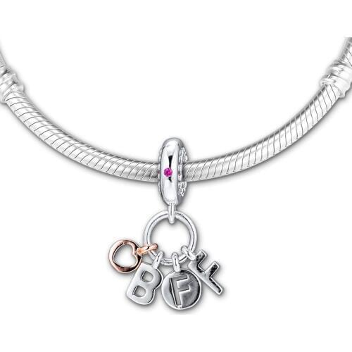 Charms Fits for Pandora Bracelets 100% 925 Sterling Silver Jewelry Best Friends Forever Beads Free Shipping