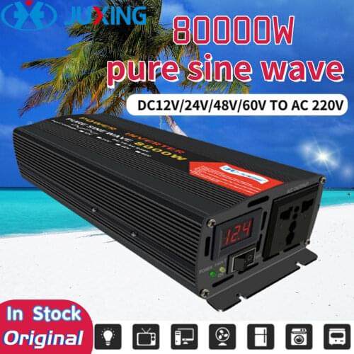 JUXING 8000W Car Power Inverter Transfer DC12V/24V/48V/60V to AC 220V Converter Use for Vehicle/ Truck/ Boat Pure Sine Wave