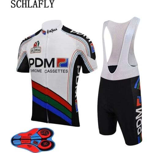 Retro pdm cycling jersey sets 9d Silicone cushion summer short sleeve jersey+bib pants bike wear cycling clothing schlafly