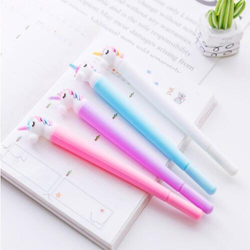 4PCS Unicorn Gel Pen Kawaii Cute Stationery Cartoon Cute Unicorn Black Ink 0.5mm Pen for School Student Office School Supplies