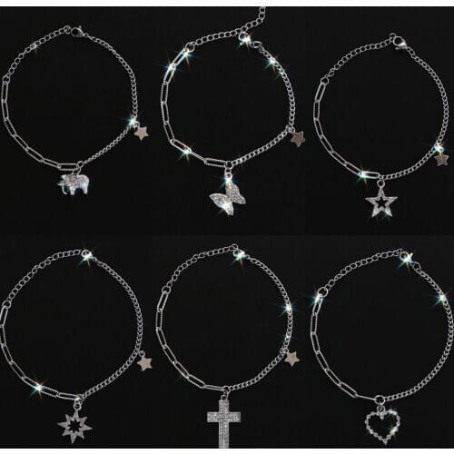 Stainless Steel Titanium Punk Rock Bracelet Never Fade Jewelry Cute Animal Heart Cross Charm Bracelet Gifts for Women Wholesale