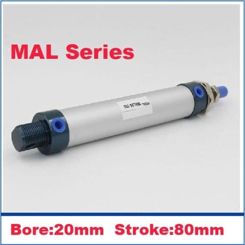 High quality double acting pneumatic small cylinders aluminum alloy 20mm bore 80mm stroke MAL20-80 mini air cylinder
