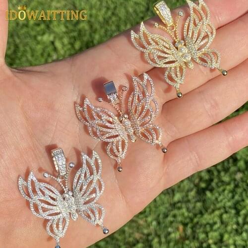 High Quality Iced Out Bling 5A Cubic Zirconia Women Jewelry Gold Silver Color Rope Chain HipHop Sparking CZ Butterfly Necklace