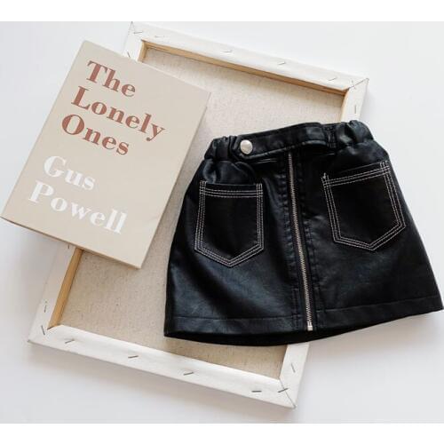 Baby Girl Leather Skirts 2019 Autumn Winter New Toddler Tutu Skirt Kids PU Leather Casual Skirts Girl Zipper Design A-line Skirt
