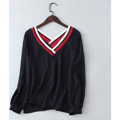 Spring Autumn Preppy Style Chiffon Blouse Shirt Office Women Shirt Chiffon Women Tops XL0005 LQ0063