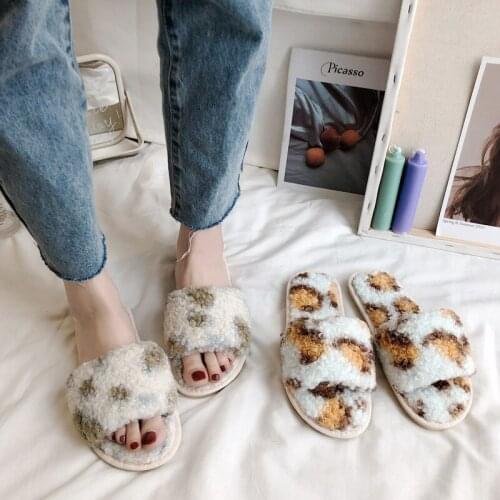 Spring Autumn Women House Slippers Fashion Faux Fur Flip Flops Casual Womens Slipper Comfortable Home Plush Slippers