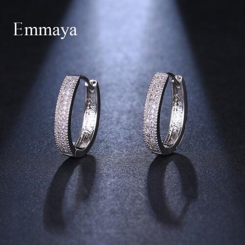EMMAYA Female Classic Style Colorful AAA Cubic Zircon Circular Shape Elegant Stud Earring Anniversary Gift Crystal Jewelry