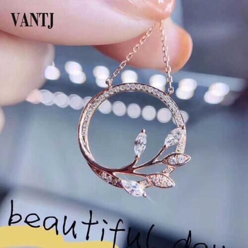 VANTJ Natural Diamond Pendant Sterling 18k Gold Real AU750 Necklace Elegant Fine Jewelry For Women Lady Party Wedding Gift Box