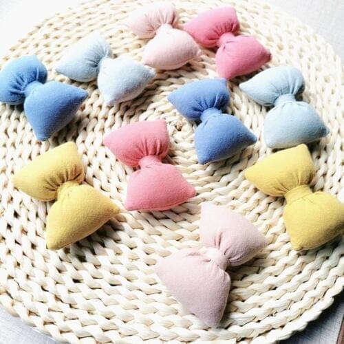 4.5*6.3cm 10pcs/lot pp cotton bow DIY Tie Shaped Appliques Satin Ribbon Bow Appliques Craft DIY Decoration