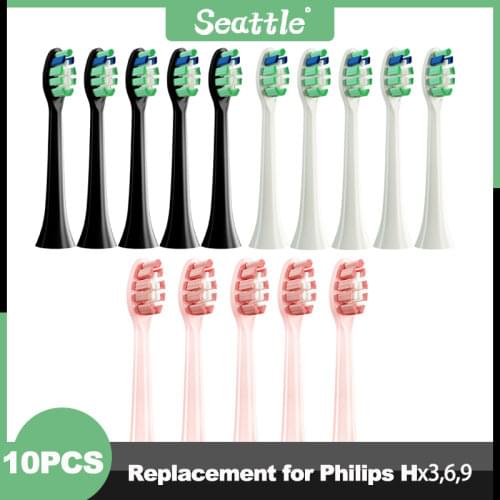10PCS No Metal Replacement Brush Heads For Philips HX6064 HX6930 Sonic Electric Toothbrush Vacuum Soft DuPont Bristle Nozzles