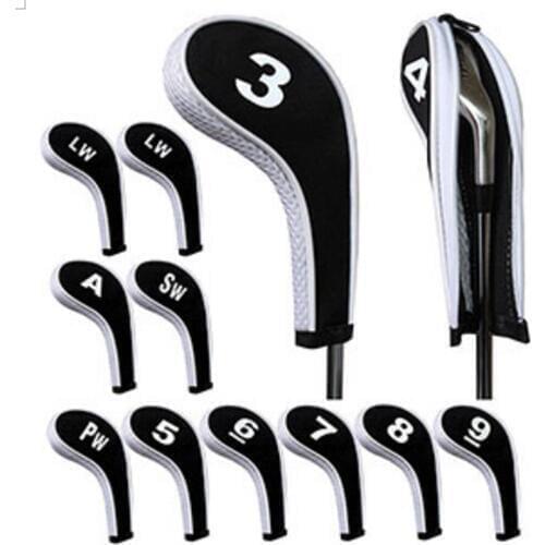 12 Pcs Golf Club Head Iron Covers Zippered Neoprene Protective Portable Durable Tool ASD88