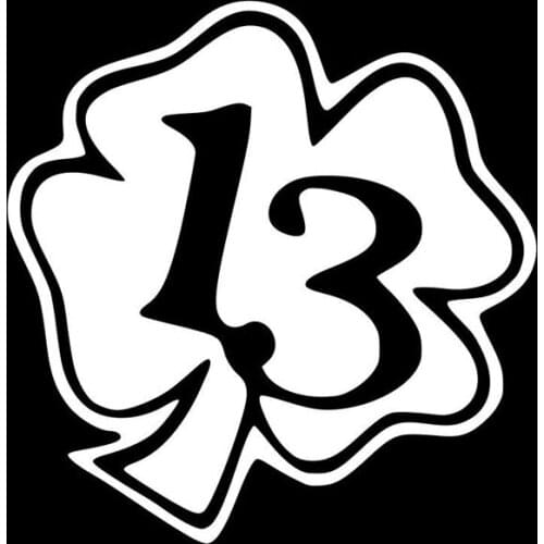 15X15.5CM 4 LEAF CLOVER LUCKY 13 Fashion Vinyl Decals Car Sticker Black/Silver S8-0214