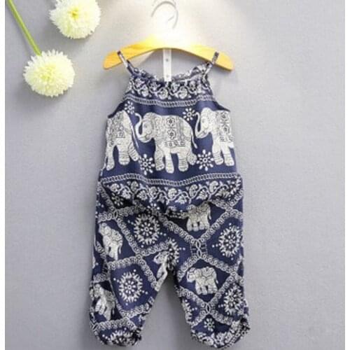 2018 Fashion Cute Baby Girls Elephant Toddler Baby Girls Kids Summer Tops Vest+Long Pants Sleeveless Outfits 2PCS Sets