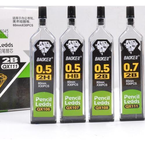 30pcs/tube Pencil Leads for Mechanical Pencils 2H HB 2B 0.5mm 0.7mm 0.9mm for Choose Pen Refills School Office Supplies