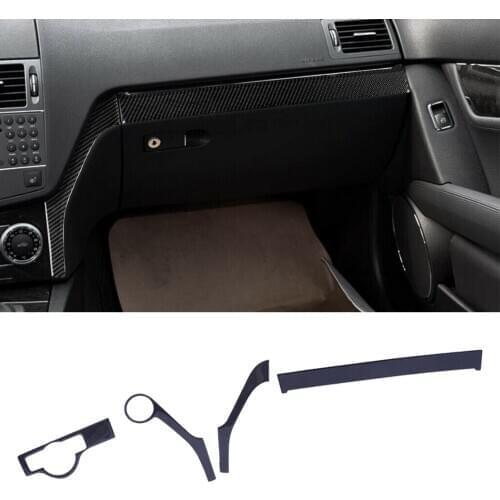 4Pcs Carbon Fiber LHD Interior Dashboard Panel Cover Trim Decal Moulding Fit for Mercedes-Benz C Class W204 2007 2008 2009 2010