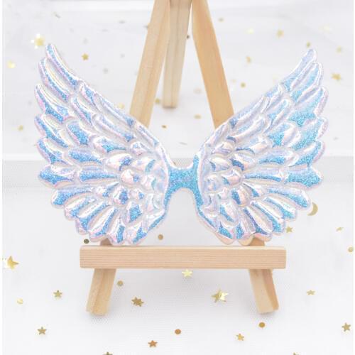 5Pcs 118mm Angel-Wing Patches Single Side Iridescent Fairy Cupid Wing Appliques Patches DIY Baby Headwere Accessories D027