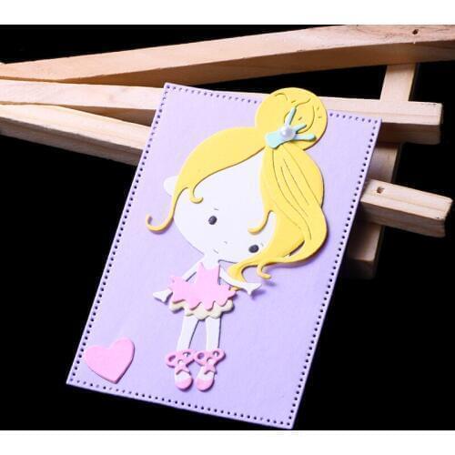 ABOOM Cute Girl Metal Cutting Dies Scrapbooking New Stamps and Dies DIY Craft Embossing Dies Card Making Craft Metal Dies Flower