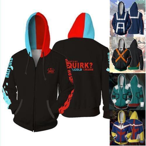 Anime Boku No My Hero Academia Midoriya Hoodies Izuku Todoroki Shoto Cosplay Costume Men Women Sweatshirt Jackets Coat