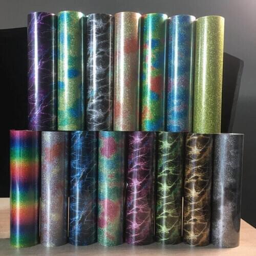 Free shipping 1 piece 25cmx50cm TPU Glitter Heat Transfer Vinyl DIY Heat Press Machine T-shirt Iron On HTV Printing