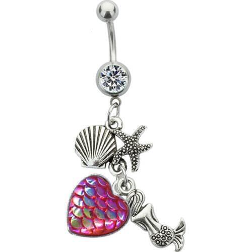 Bohemian Crystal Navel Belly Button Rings 2020 New Fashion Sexy Dangle Mermaid Navel Rings Body Piercing Navel Body Jewelry