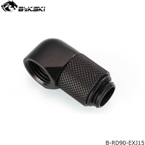 Bykski Computer Water Cooling 90 Degree Rotary Elbow Fittings 15mm Extension ,Silver,Black,G1/4 ",B-RD90-EXJ15